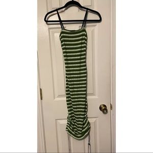 Striped Bodycon Dress W/ Ruched Adjustable Sides & Tie | Never Worn